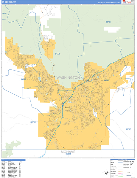 St. George, UT Zip Code Map
